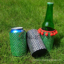 Neoprene Stubby Holder with Lace, Beaded Stubby Cooler (BC0062)